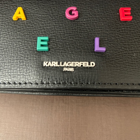 NWT KARL LAGERFELD PARISKosette Shoulder Bag   BLACK w color letters - Picture 10 of 13